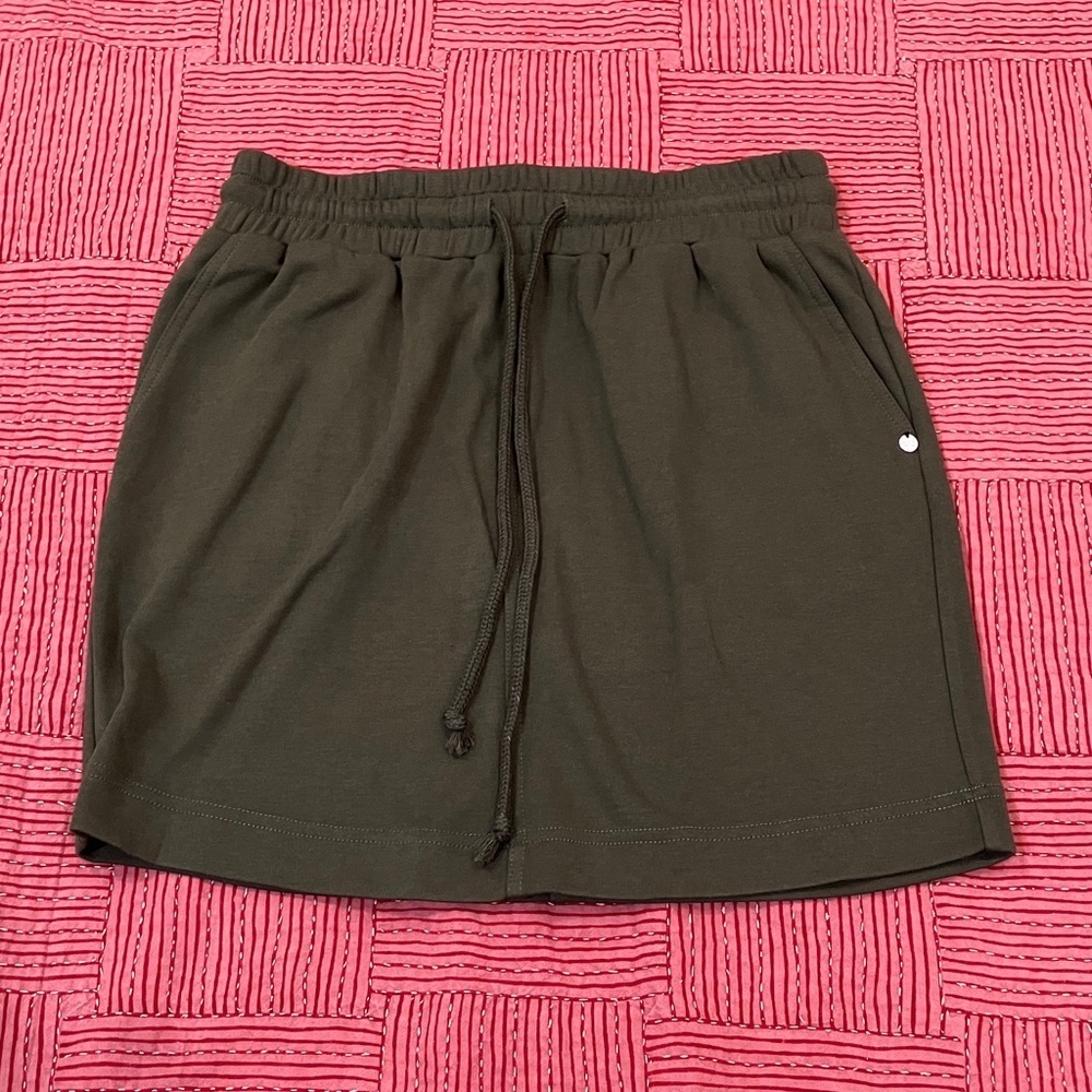 ORB Womens small Olive Green Drawstring mini Skirt